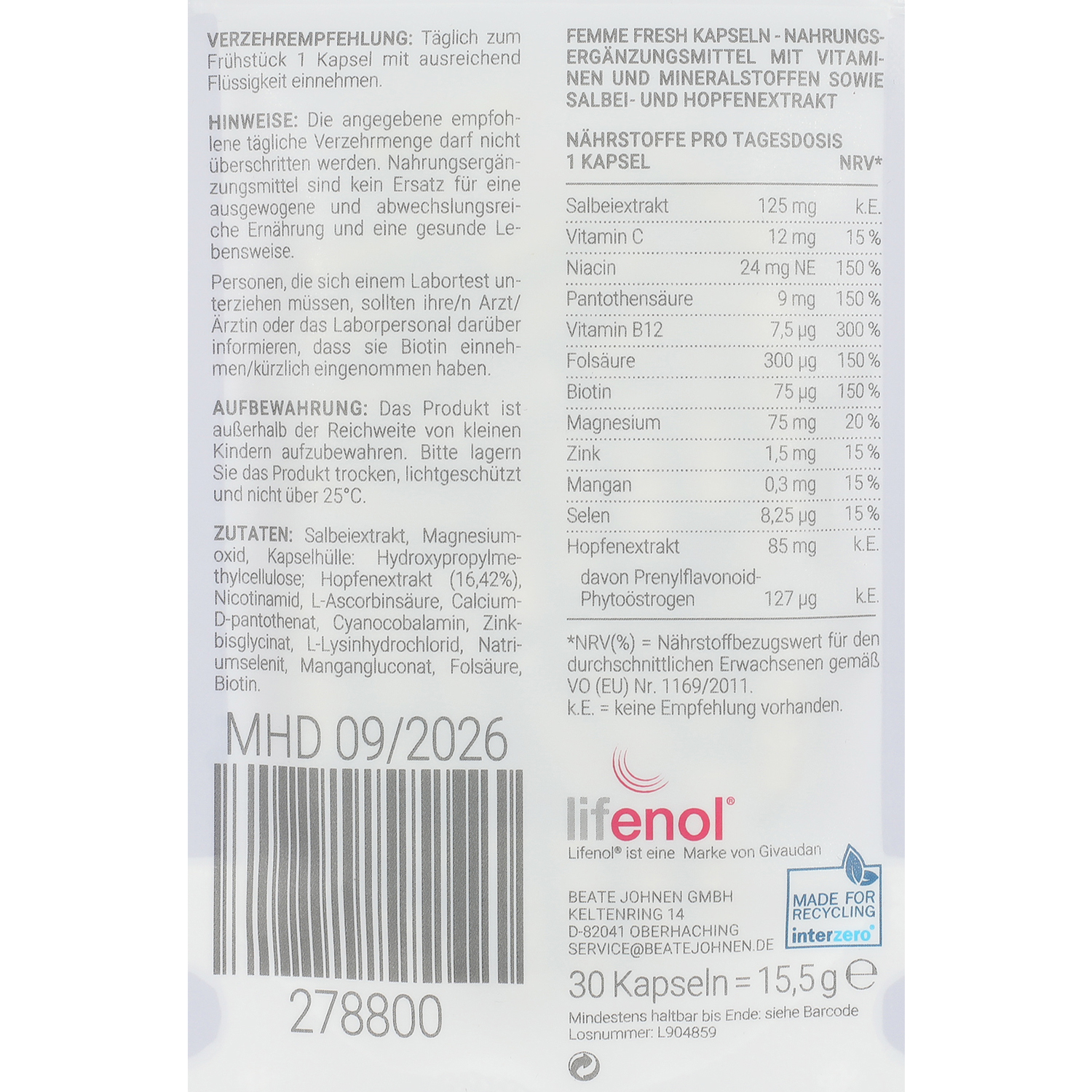 NUTRI SOLUTION FEMME FRESH 278800