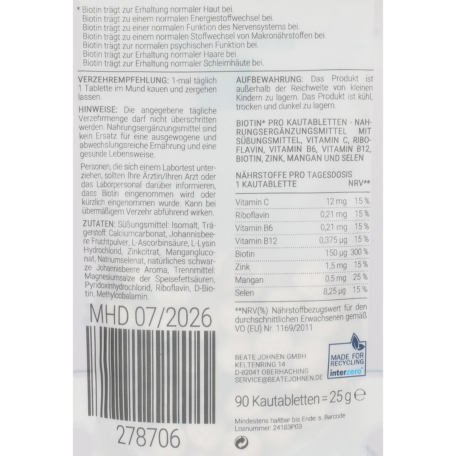 NUTRI SOLUTION Biotin Pro 278706
