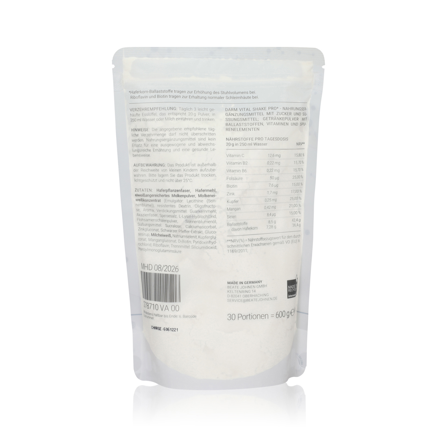 Beate Johnen Darm Vital Shake Pro Vanille 278710