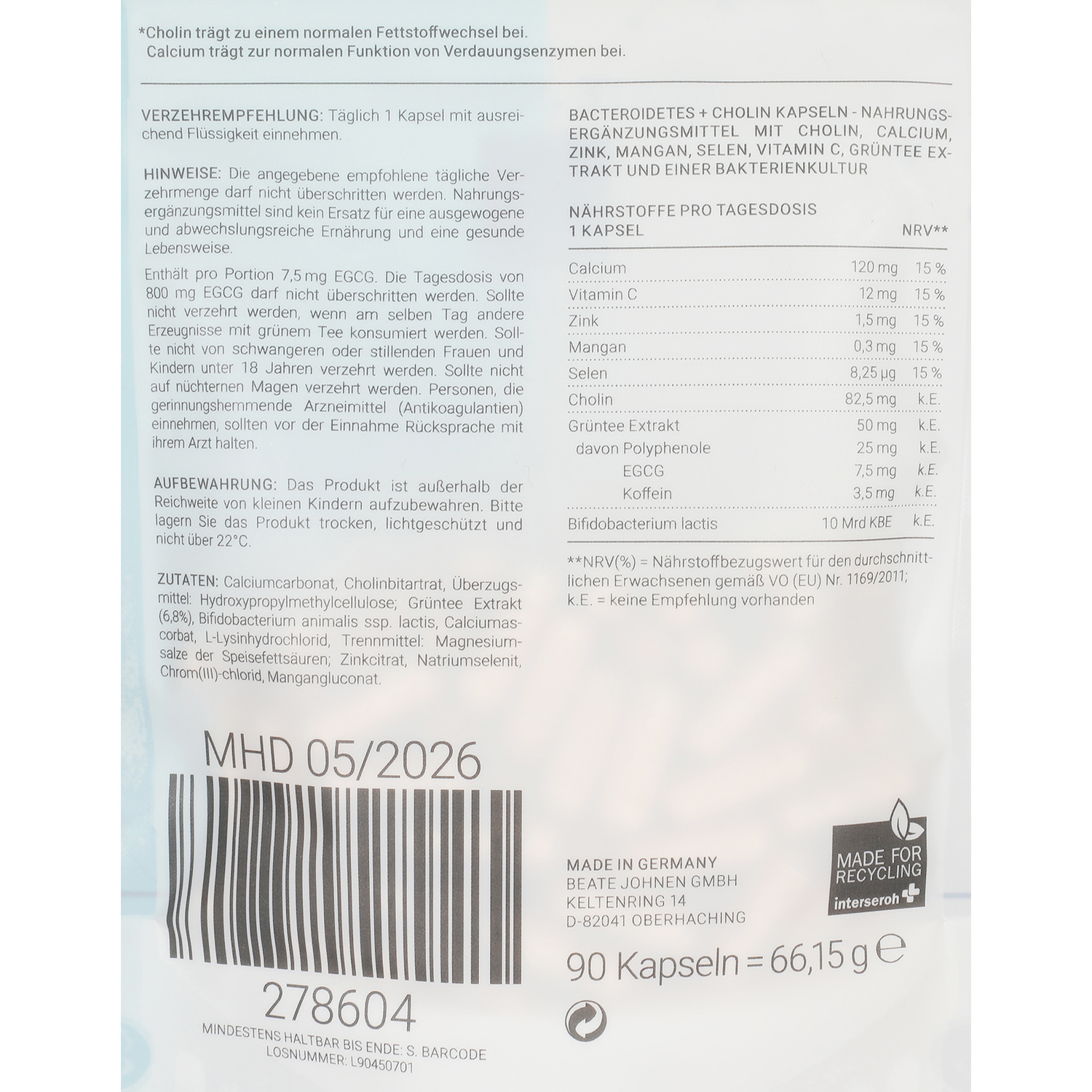 NUTRI SOLUTION Bacteroidetes Cholin 278604